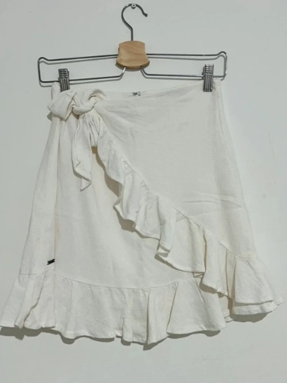 Ghanda Cream Wrap Ruffle Mini Skirt